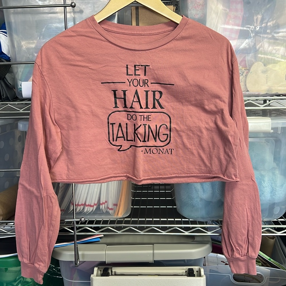 MONAT let your hair do the talking cropped tee small mauve